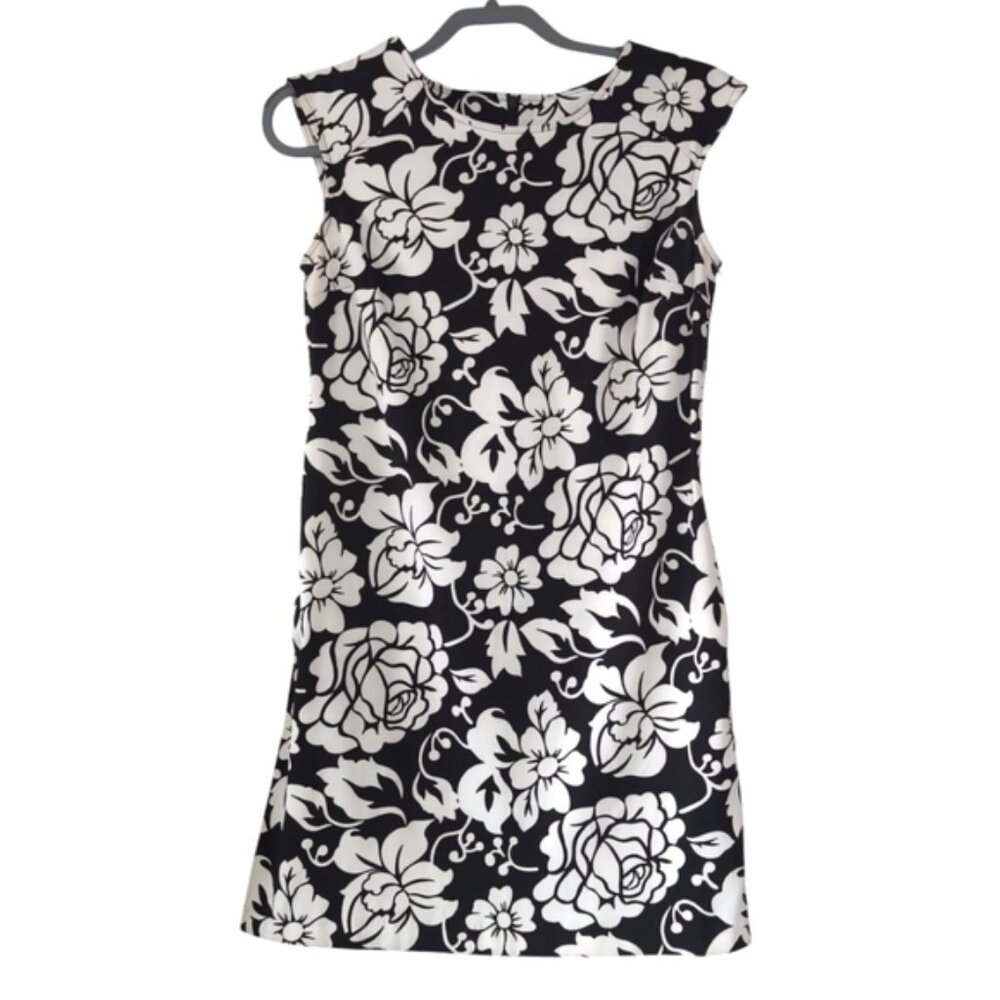 Kim Rogers Tropical Beach Coastal Summer Floral Stretch Retro Mod Shift Dress 8
